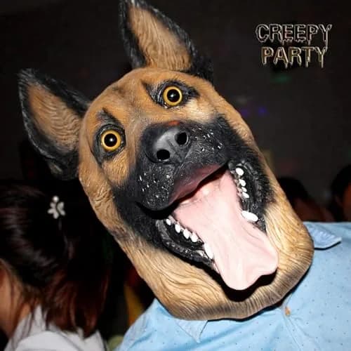 CreepyParty German Shepherd Dog Mask for Adults | Natural Latex Full Head Mask for Halloween & Cosplay thumbnail 2