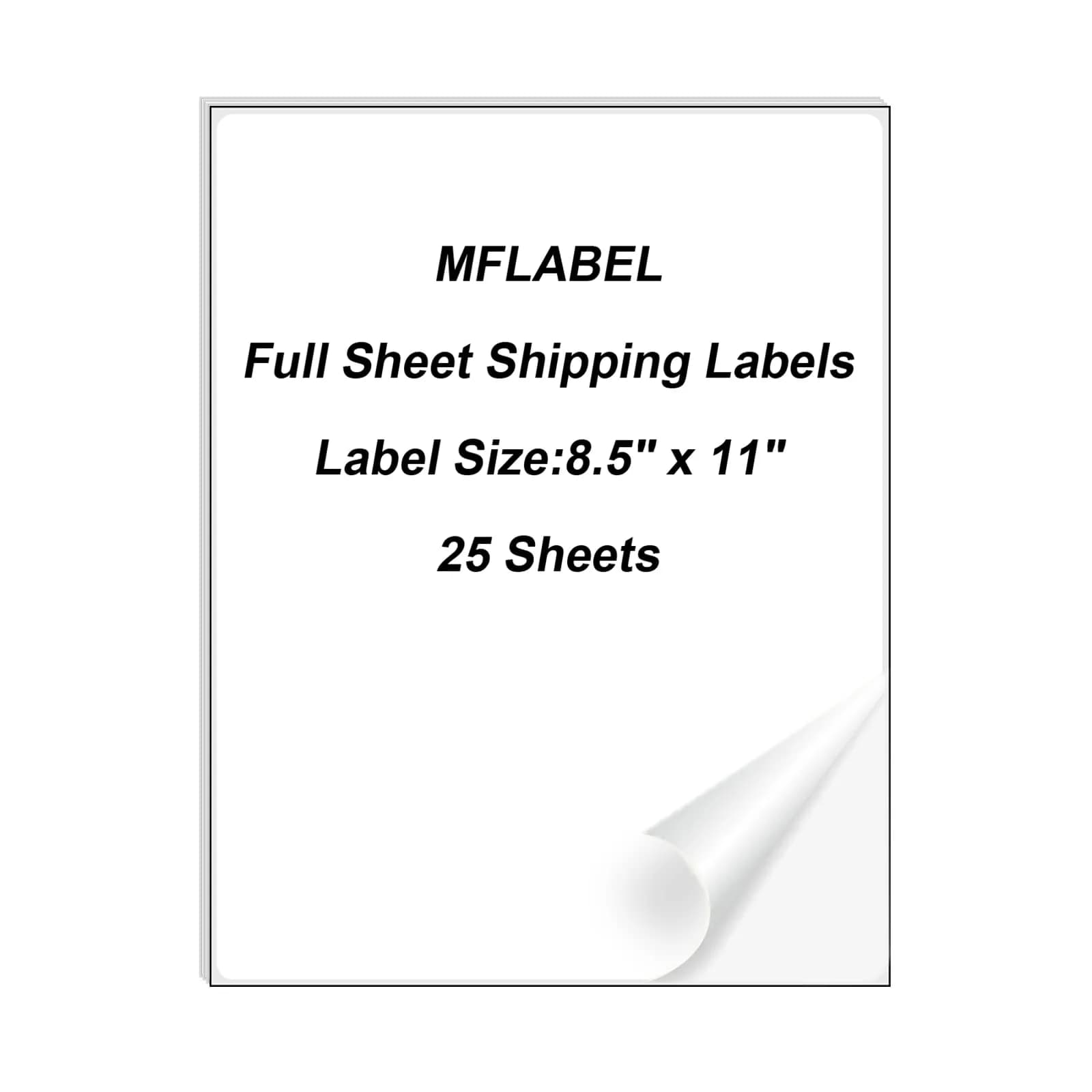 MFLABEL Full Sheet Sticker Paper 25 Sheets | White Matte Printable Vinyl Labels for Inkjet & Laser Printers