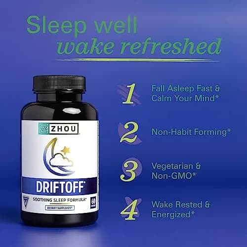 Zhou Driftoff Sleep Aid 60 Veggie Capsules | Valerian Root & Melatonin for Restful Nights thumbnail 2