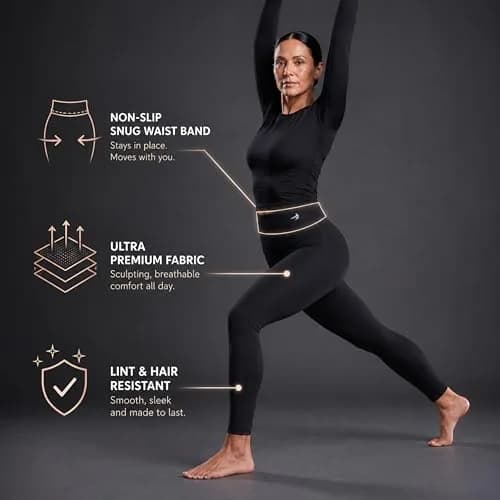 CompressionZ Women's Compression Leggings High Waist Black M | Supportive, Breathable & Sweat-Wicking Activewear thumbnail 6