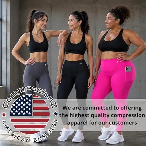 CompressionZ Women's Compression Leggings High Waist Black M | Supportive, Breathable & Sweat-Wicking Activewear thumbnail 8