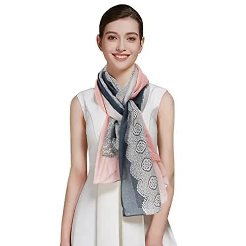 GERINLY Lace Printed Scarf for Women Lightweight Cotton | Casual & Stylish (70-120c) thumbnail 4