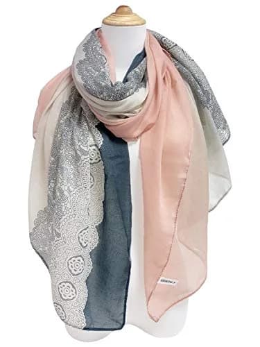 GERINLY Lace Printed Scarf for Women Lightweight Cotton | Casual & Stylish (70-120c) thumbnail 2