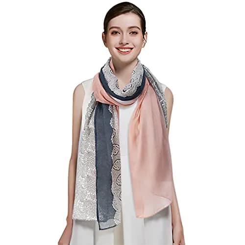 GERINLY Lace Printed Scarf for Women Lightweight Cotton | Casual & Stylish (70-120c) thumbnail 3