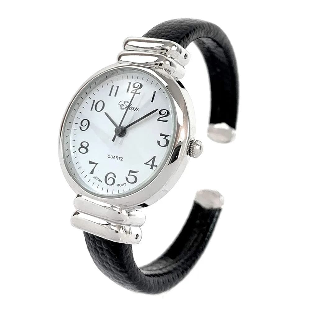 FTW Women's Quartz Watch 1.2 inch Stainless Steel Case Slim Crosshair Dial