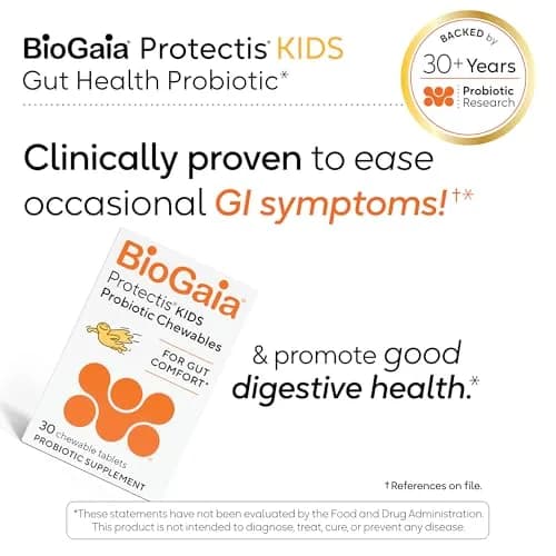 BioGaia Kids Probiotic | Ease Tummy Discomfort & Constipation | Lemon Lime Chewables for Kids thumbnail 3
