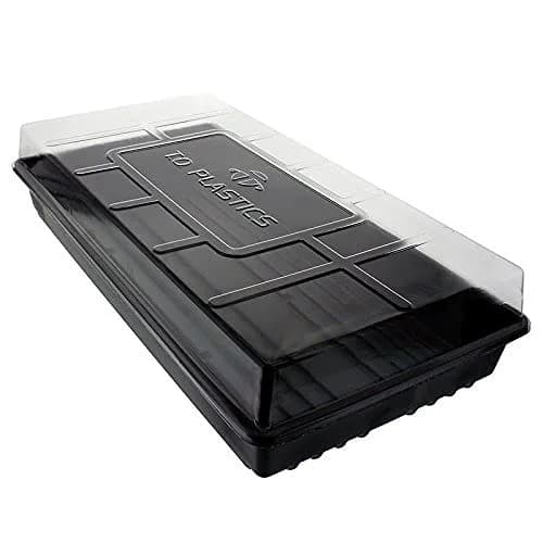 TO Plastics Plant Germination Tray 1020 with Humidity Dome | No Holes, Heavy Duty, Reusable, 11" W x 21.37" L x 2.44" D
