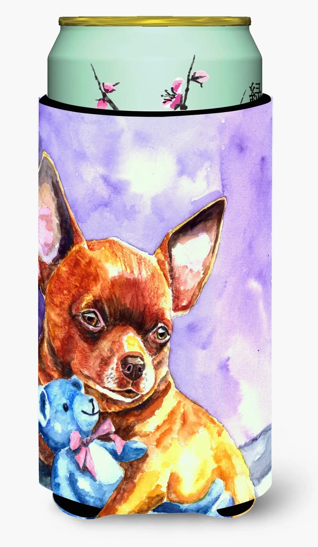 Caroline's Treasures Chihuahua with Teddy Bear Tall Boy Hugger Can Cooler Sleeve | Collapsible Insulator for 22-24 oz Beverages