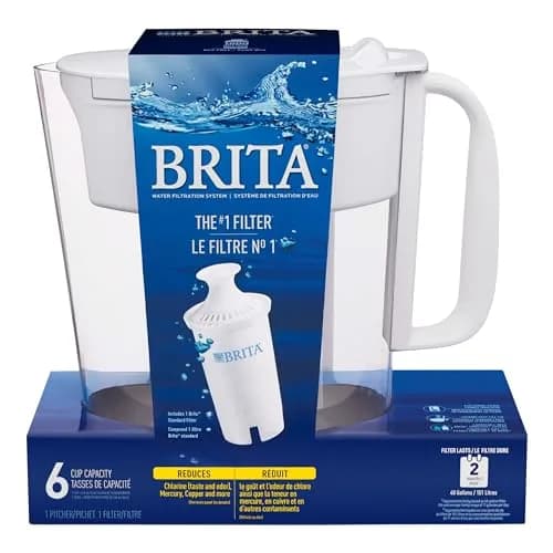 BRITA Water Filter Pitcher 6-Cup | BPA Free, Lasts 2 Months, White thumbnail 8