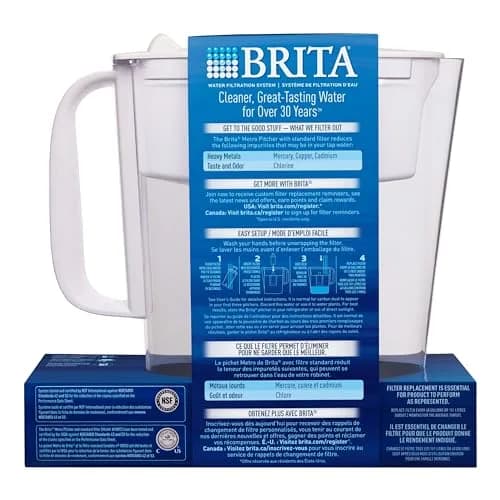 BRITA Water Filter Pitcher 6-Cup | BPA Free, Lasts 2 Months, White thumbnail 9