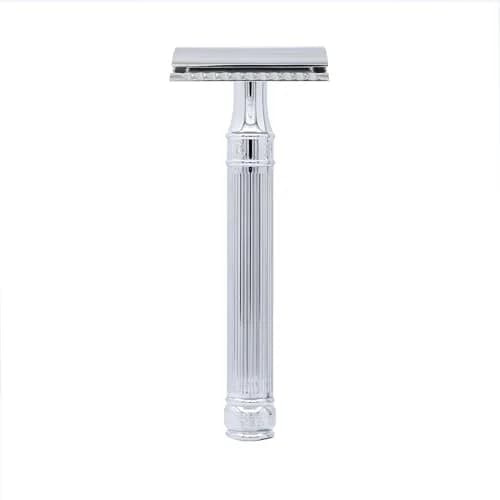 Edwin Jagger Double Edge Safety Razor - Lined Chrome Octagonal Handle, Regular Length - main product image