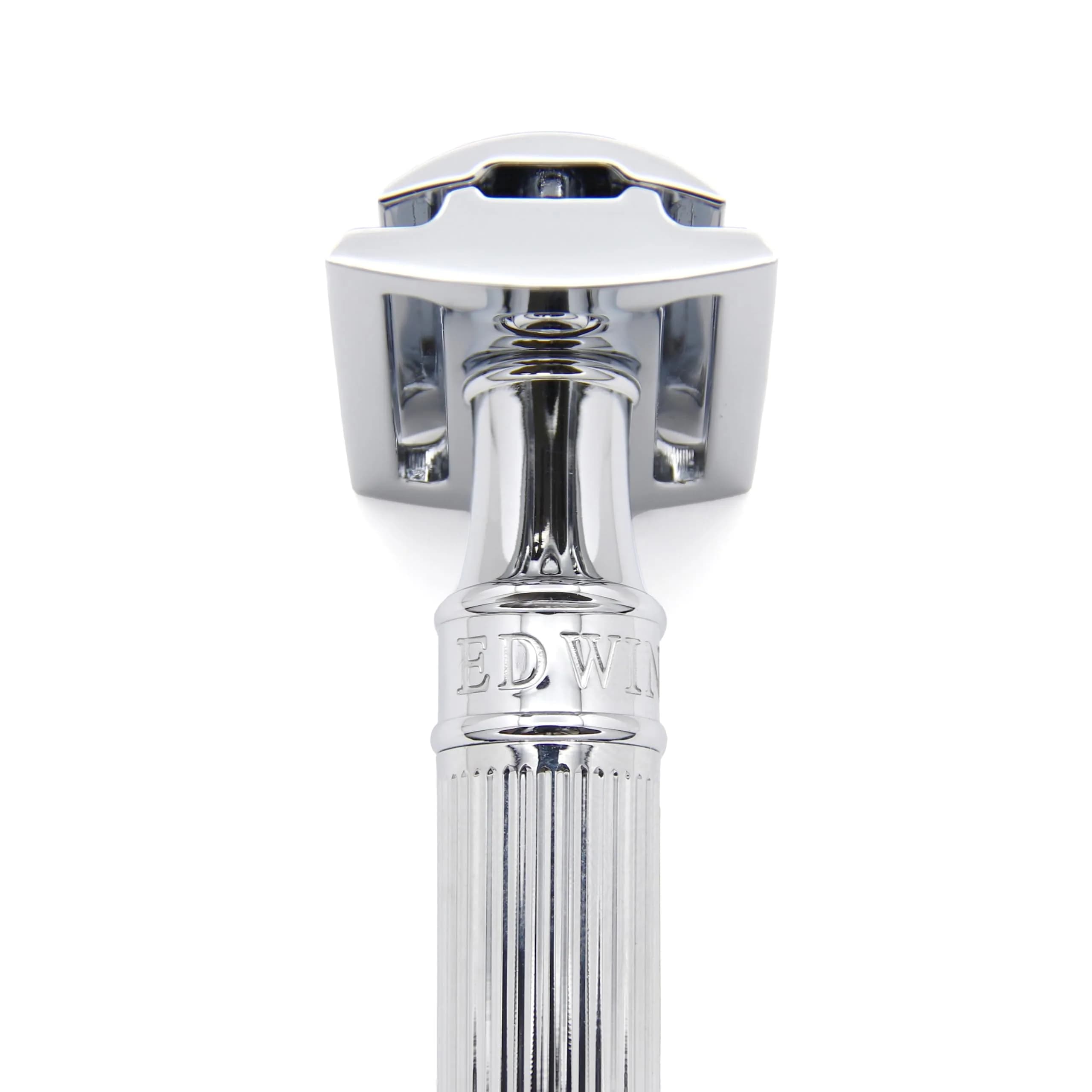 Edwin Jagger Double Edge Safety Razor - Lined Chrome Octagonal Handle, Regular Length thumbnail 2