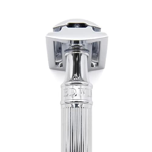 Edwin Jagger Double Edge Safety Razor - Lined Chrome Octagonal Handle, Regular Length - view 2