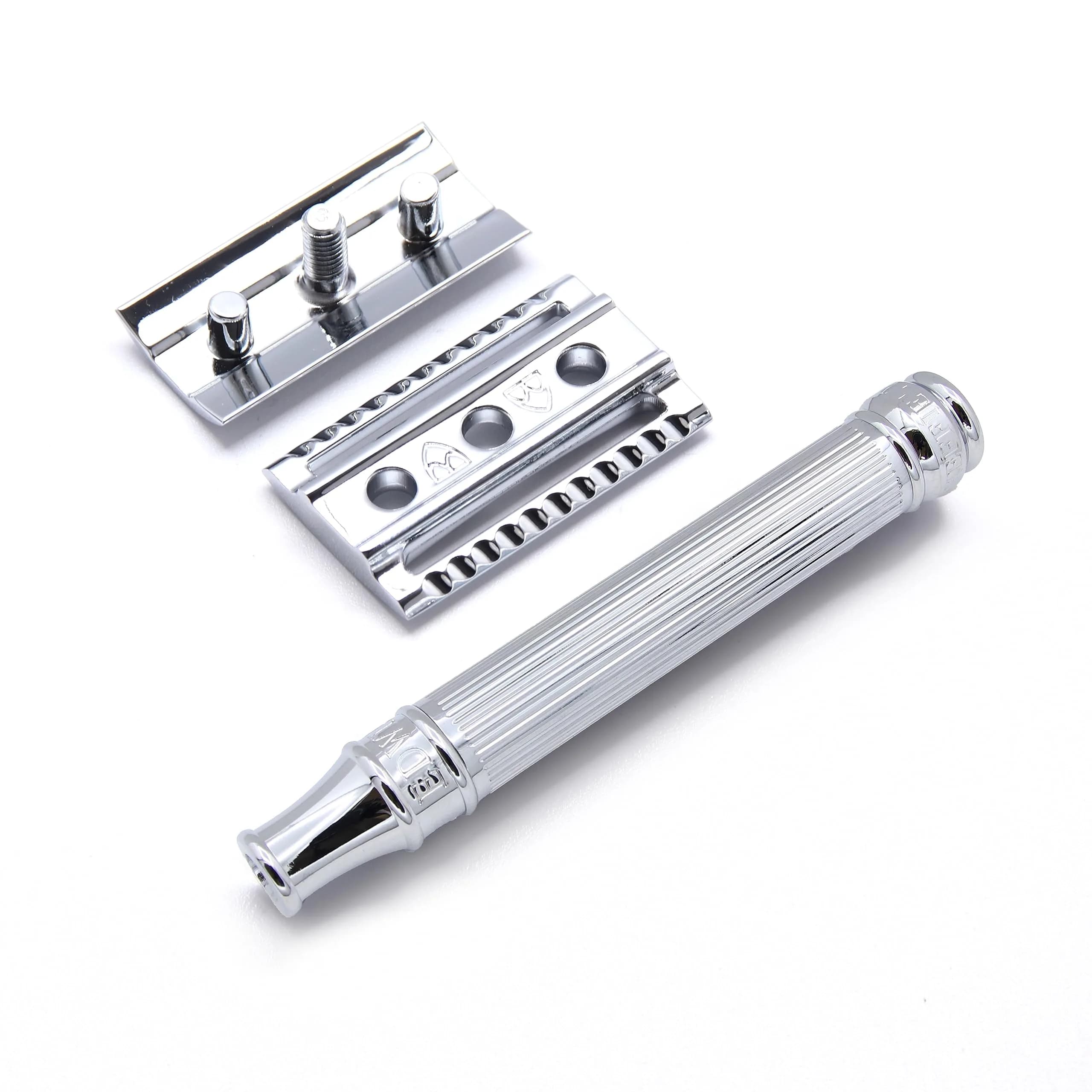 Edwin Jagger Double Edge Safety Razor - Lined Chrome Octagonal Handle, Regular Length thumbnail 4