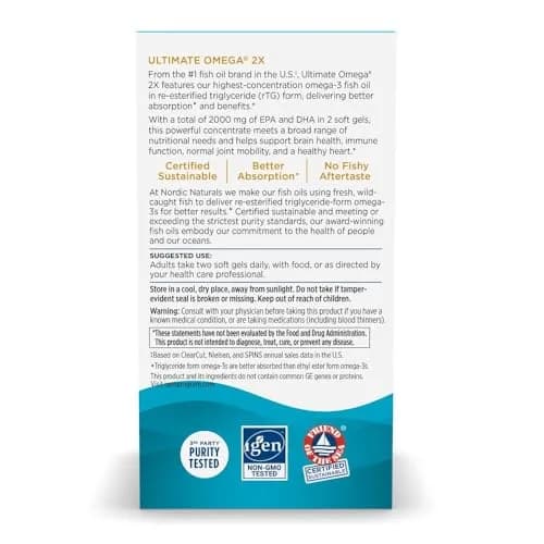 Nordic Naturals Ultimate Omega 2X, 60 Softgels | 2150mg Fish Oil with Lemon Flavor for Heart & Brain Support thumbnail 6