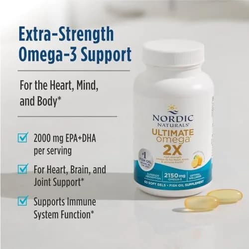 Nordic Naturals Ultimate Omega 2X, 60 Softgels | 2150mg Fish Oil with Lemon Flavor for Heart & Brain Support thumbnail 3