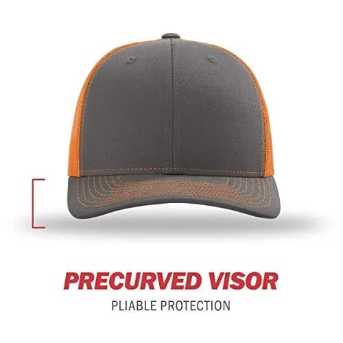 Richardson Unisex 112 Trucker Adjustable Snapback Baseball Cap, Charcoal/Orange, One Size thumbnail 2