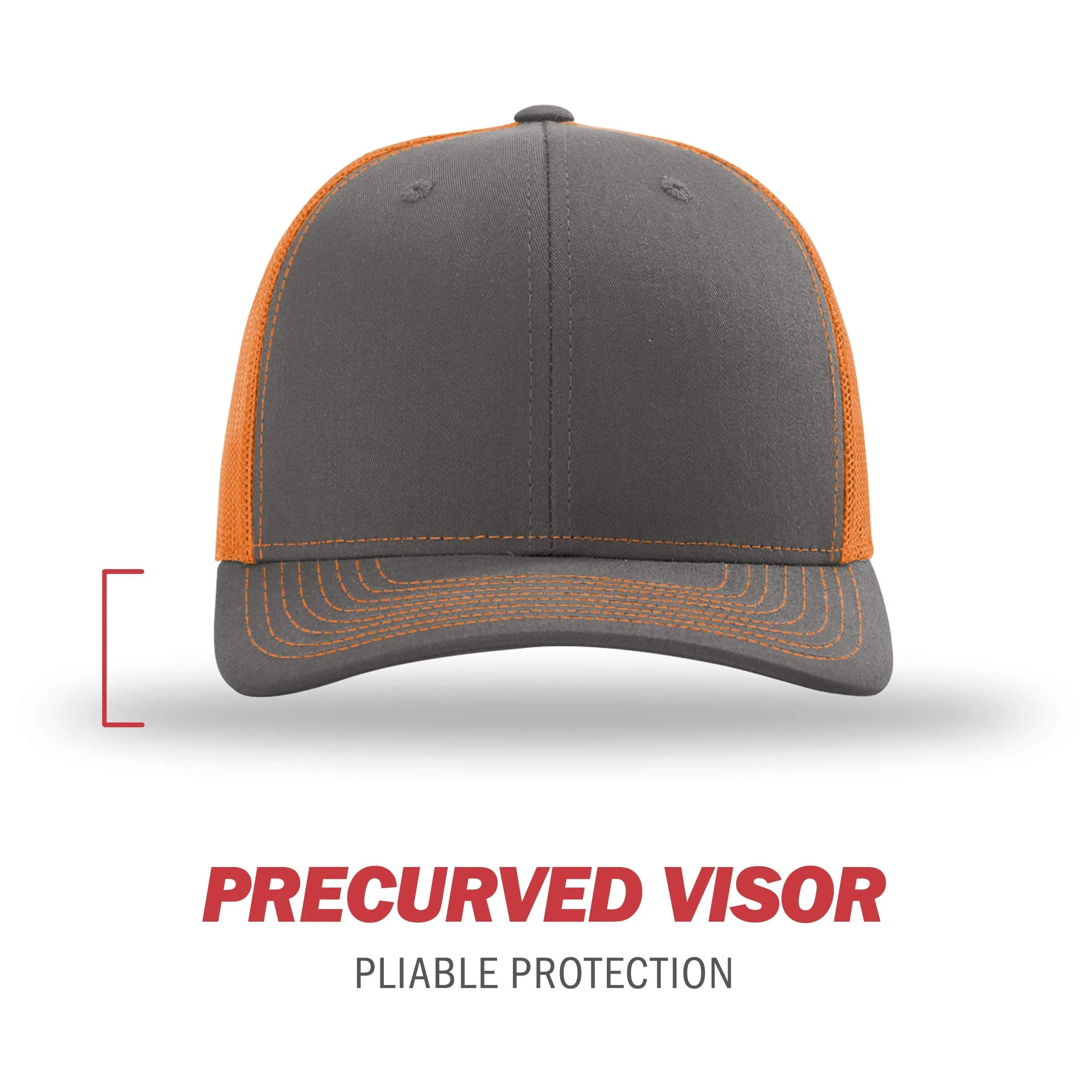 Richardson Unisex 112 Trucker Adjustable Snapback Baseball Cap, Charcoal/Orange, One Size - view 2
