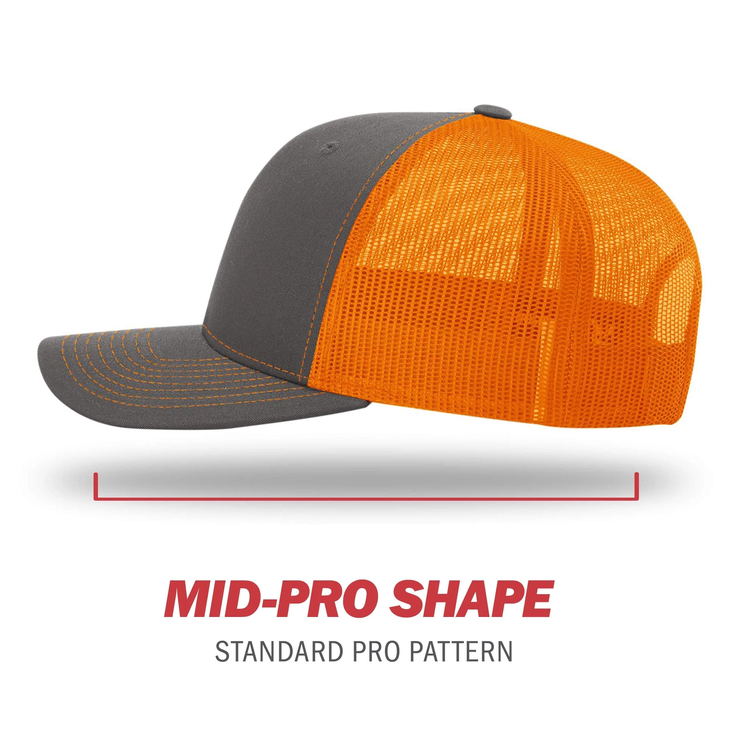 Richardson Unisex 112 Trucker Adjustable Snapback Baseball Cap, Charcoal/Orange, One Size - view 3