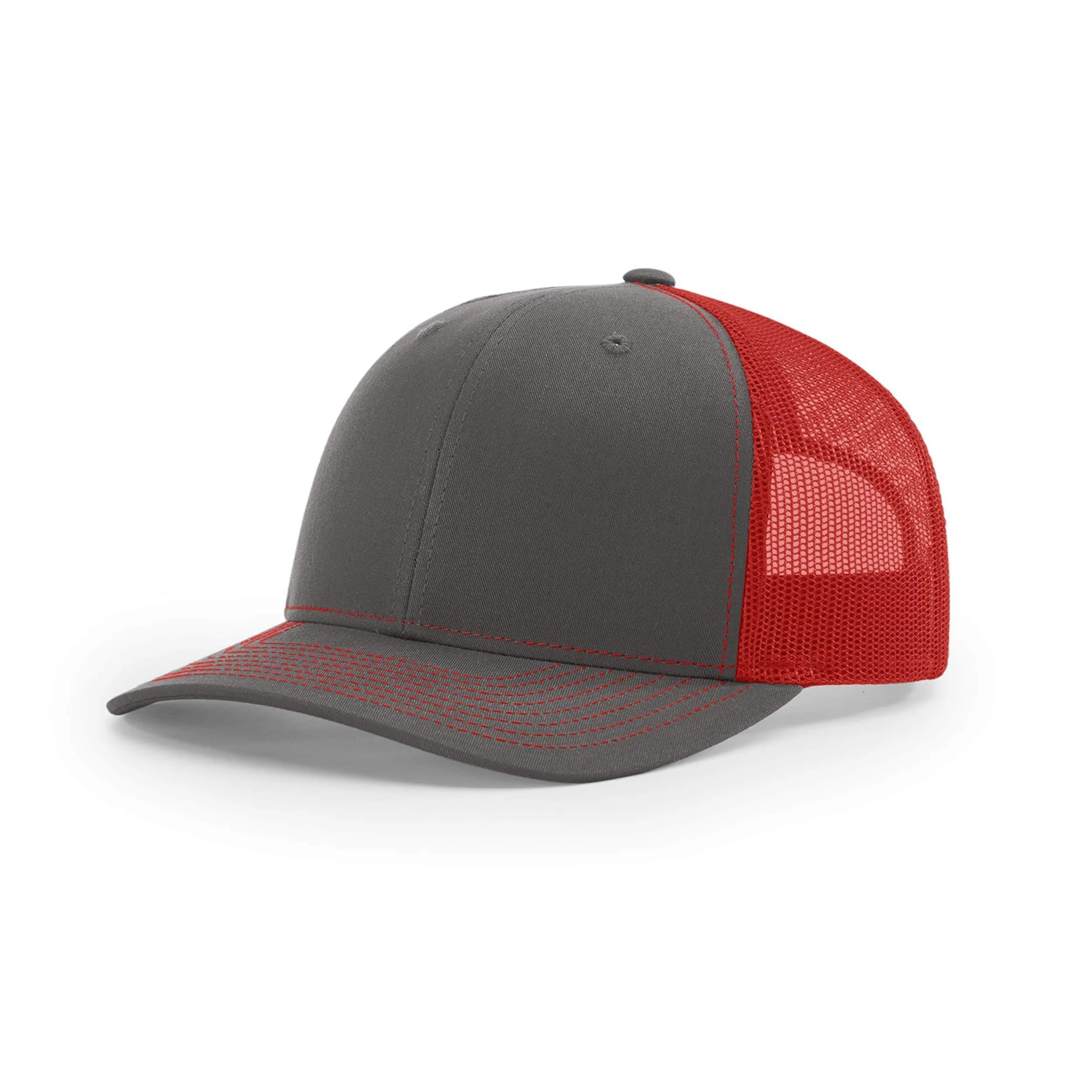 Richardson Unisex 112 Trucker Baseball Cap - Split Charcoal/Red, One Size - main product image