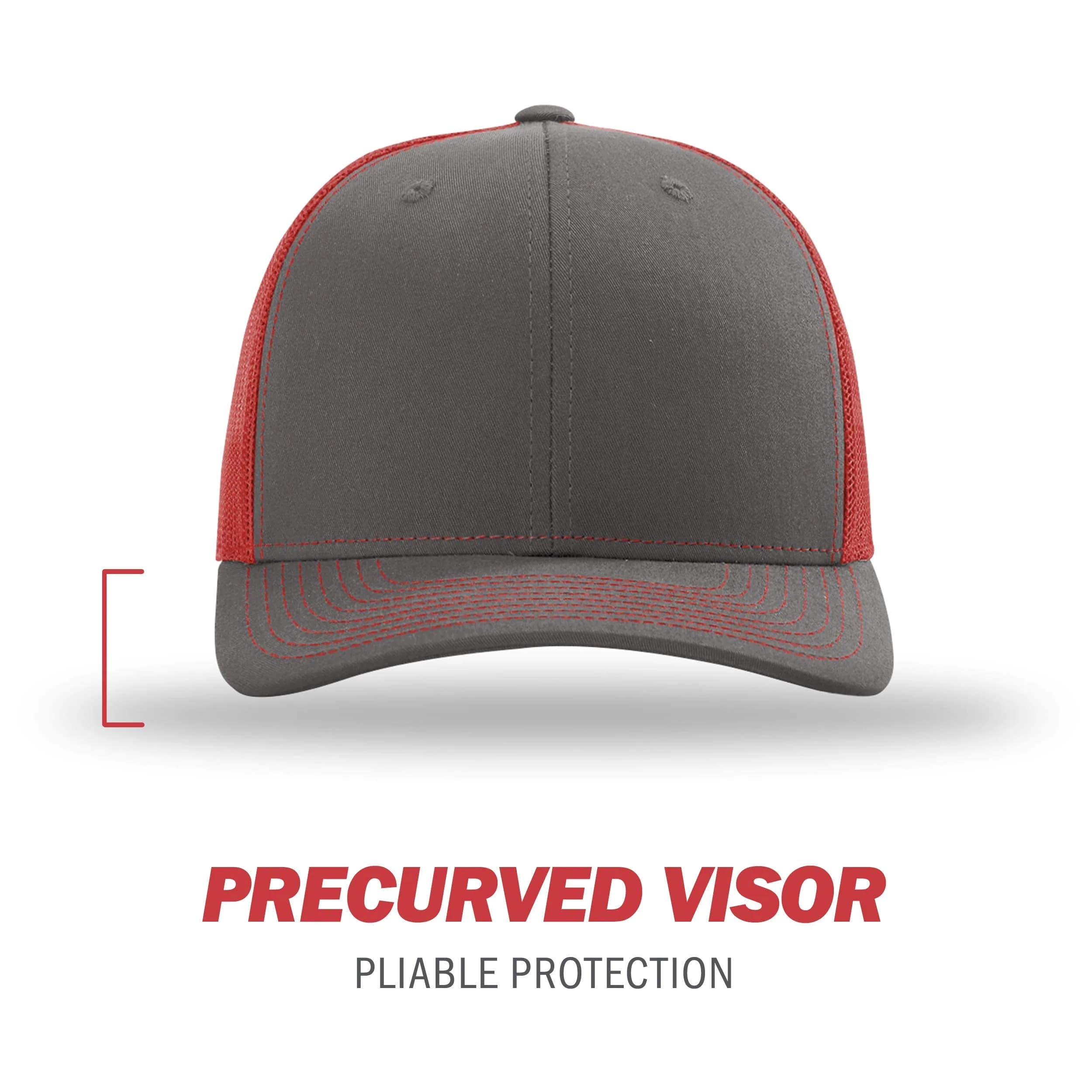 Richardson Unisex 112 Trucker Baseball Cap - Split Charcoal/Red, One Size - view 2