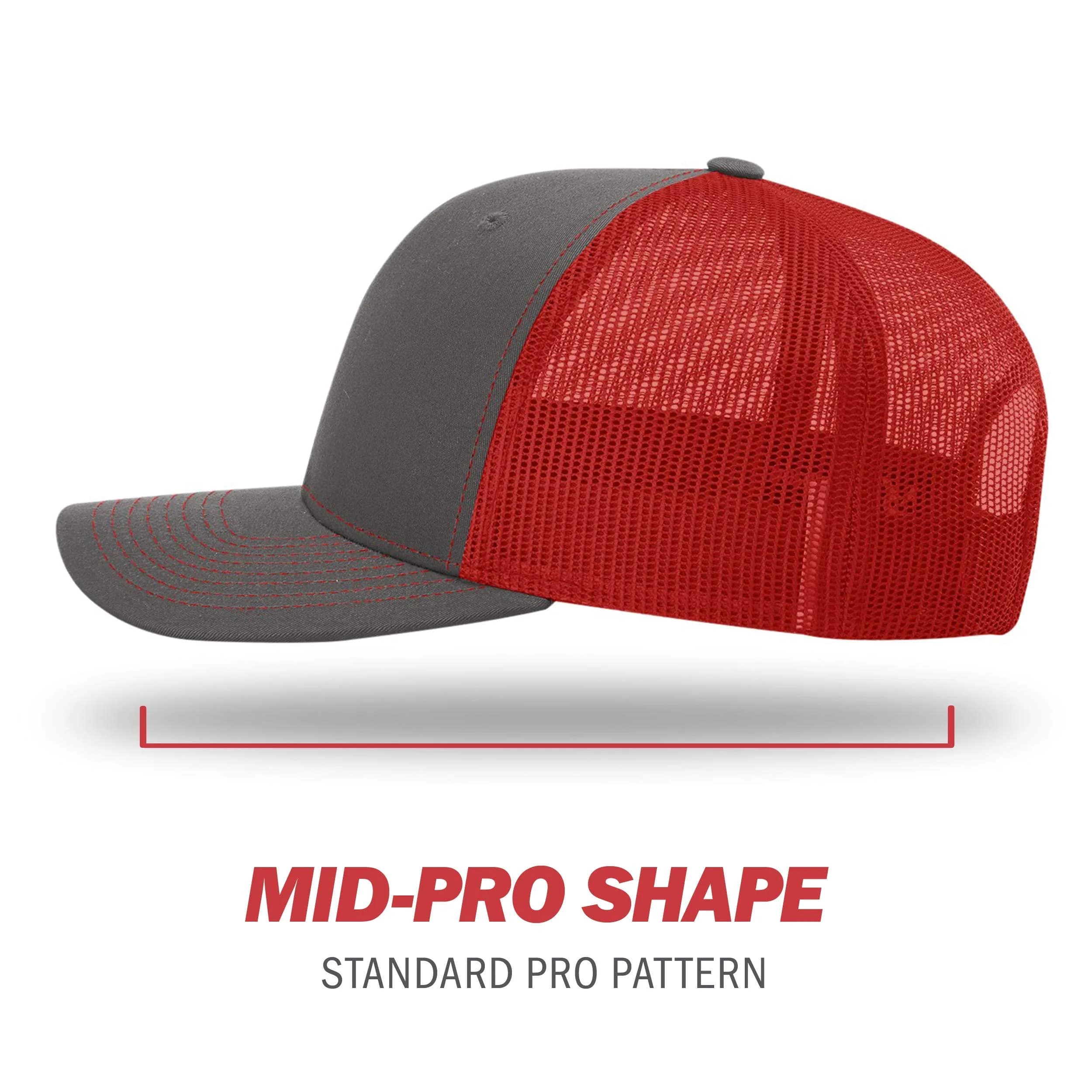 Richardson Unisex 112 Trucker Baseball Cap - Split Charcoal/Red, One Size - view 3