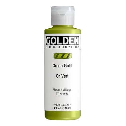 GOLDEN Fluid Acrylics, Green Gold, 4 fl. oz. Bottle | Versatile, Artist-Grade Acrylic Paint for Large Areas & Fine Details thumbnail 1