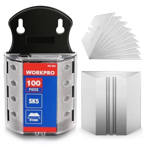 WORKPRO SK5 Steel Utility Knife Blades 100-Pack (61.5mm) | Heavy Duty Blades for Cardboard, Leather, Soft Metal thumbnail 1