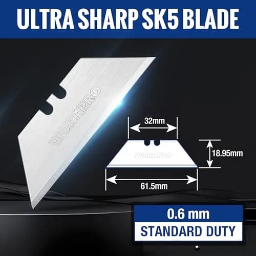 WORKPRO SK5 Steel Utility Knife Blades 100-Pack (61.5mm) | Heavy Duty Blades for Cardboard, Leather, Soft Metal thumbnail 2
