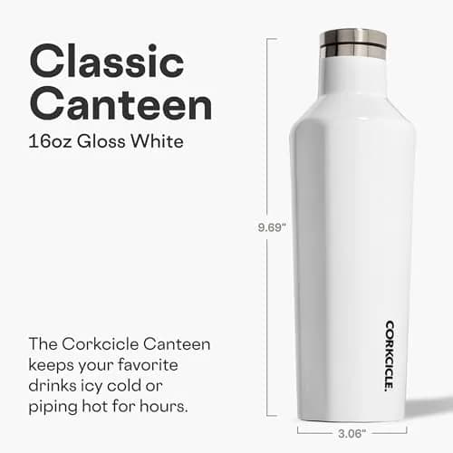 Corkcicle Classic Canteen 16 oz Triple Insulated Bottle, Gloss White | Keeps Drinks Cold 25 Hrs, Hot 12 Hrs thumbnail 2