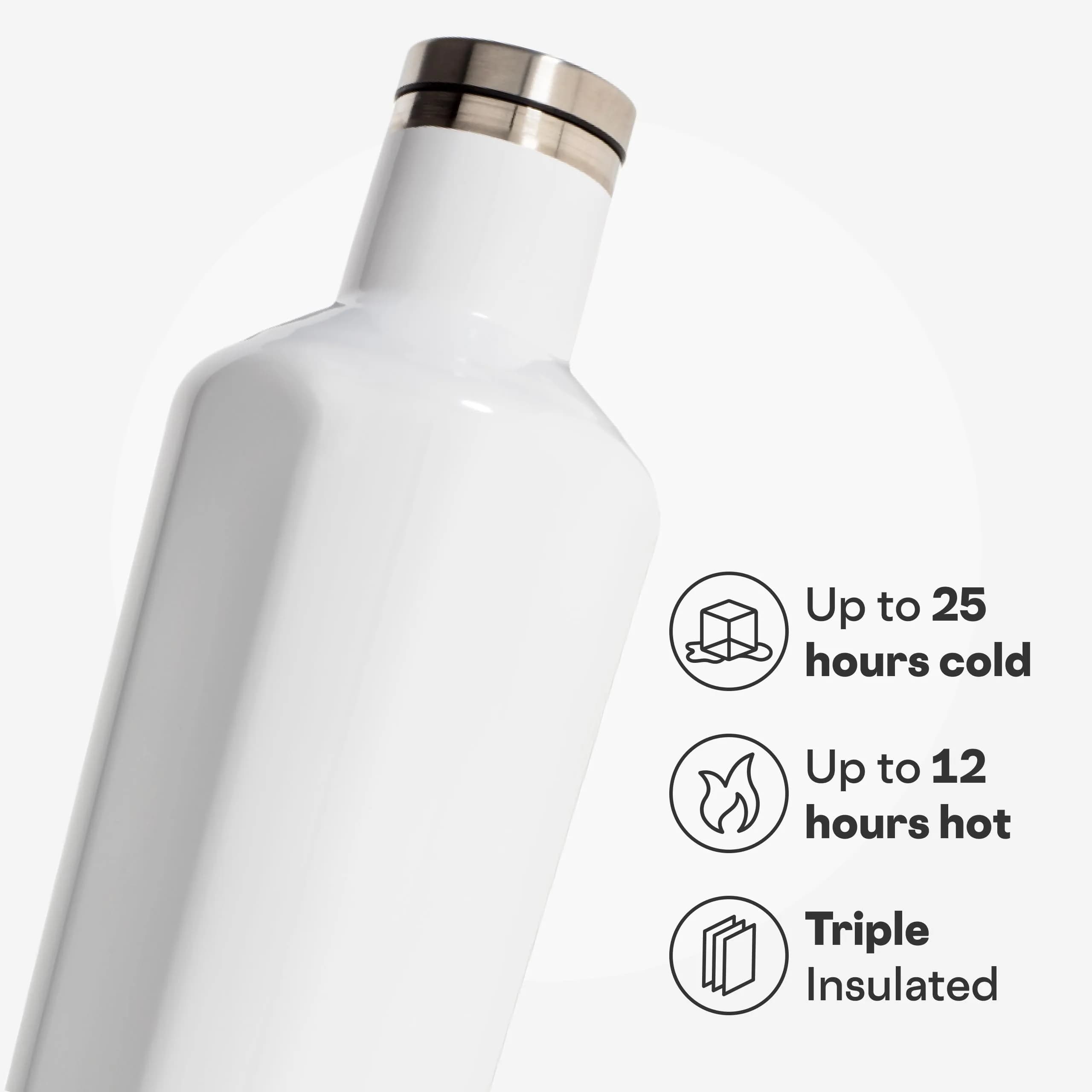 Corkcicle Classic Canteen 25 oz Triple Insulated Bottle, Gloss White thumbnail 3