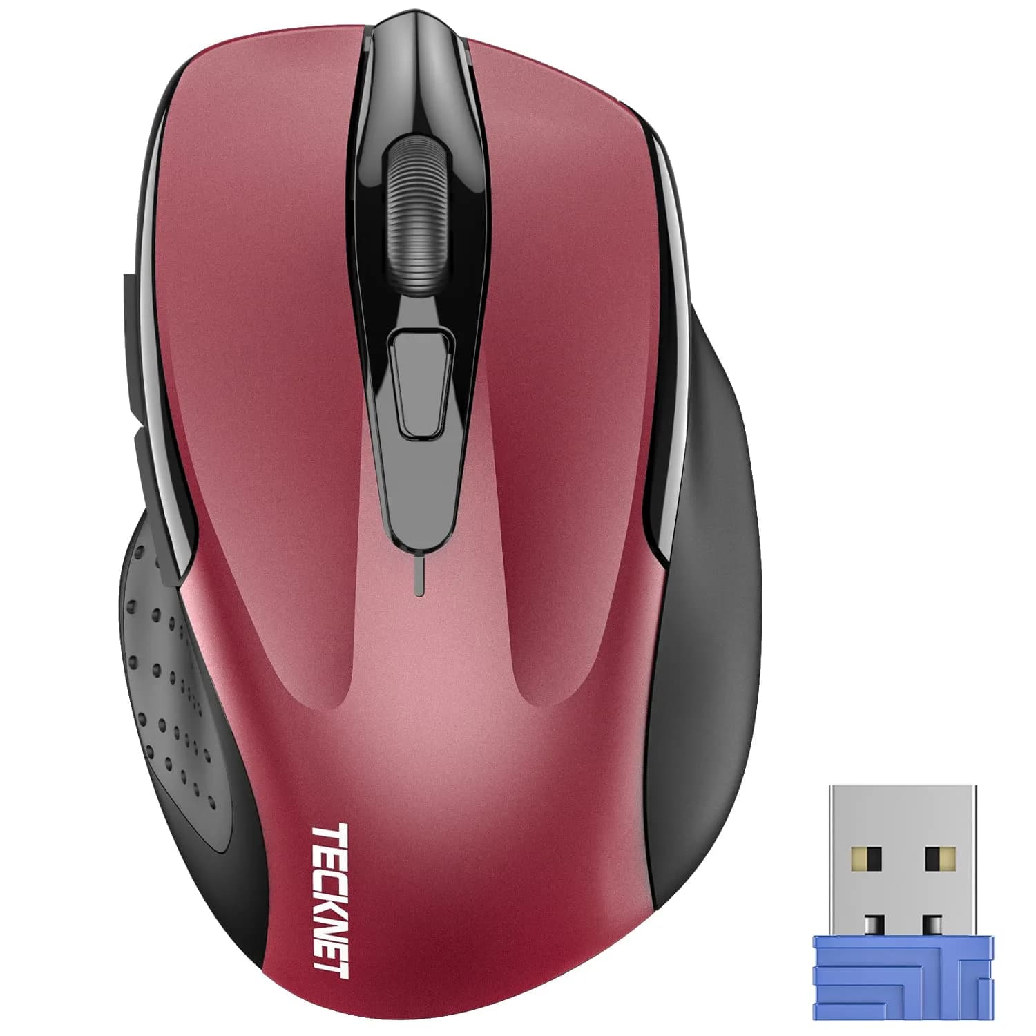 TECKNET M003 Red Wireless Ergonomic Computer Mouse - 2.4G, 2600 DPI - main product image