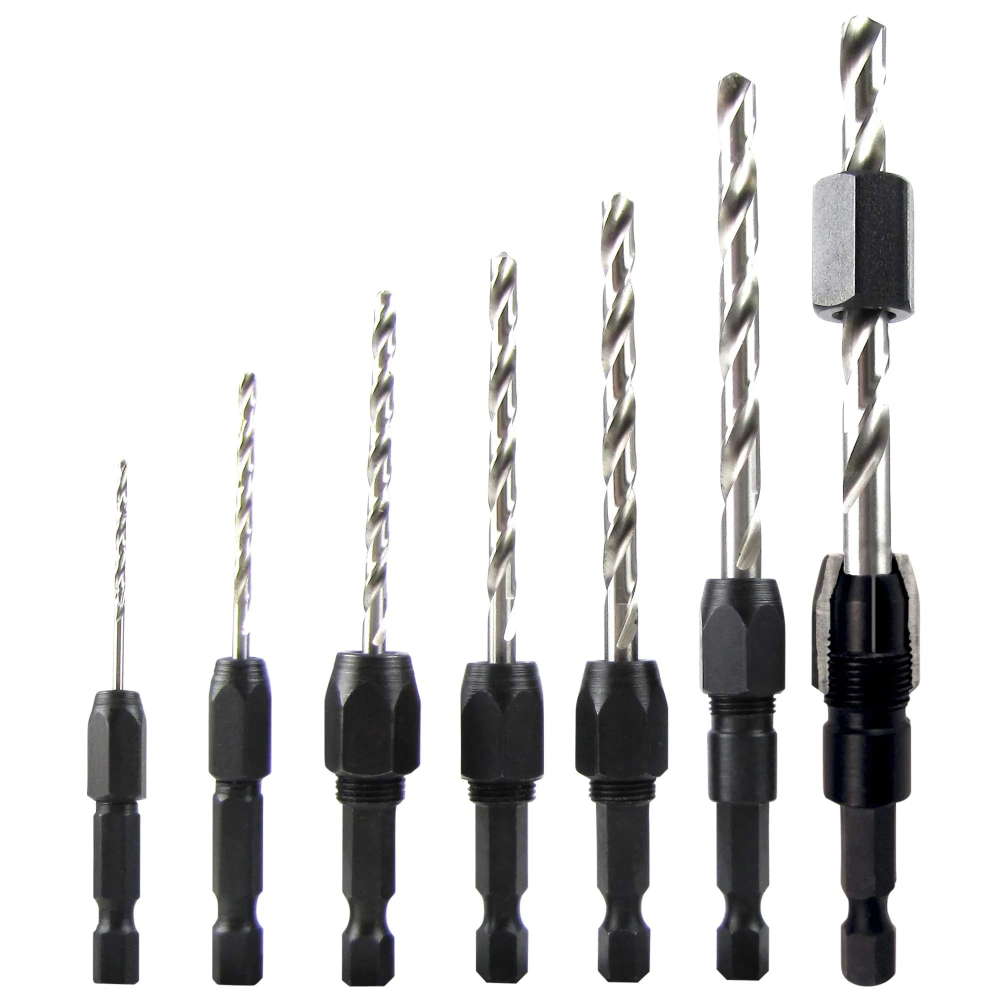 Make it Snappy 7pc Hex Shank Drill Bit Adapter Set 1/16" - 1/4" (Metric 1.59mm - 6.35mm) | Adapts Round Bits for Impact Drivers - main product image