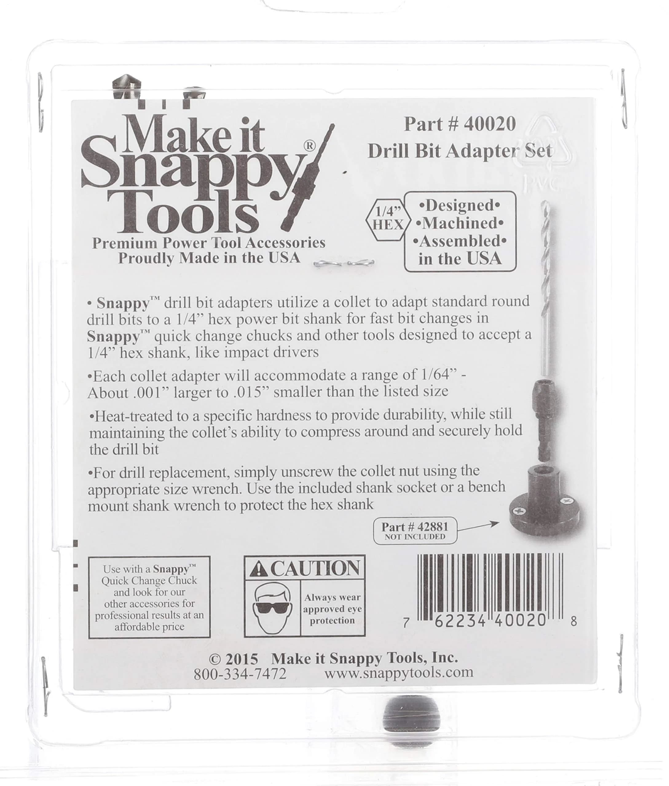 Make it Snappy 7pc Hex Shank Drill Bit Adapter Set 1/16" - 1/4" (Metric 1.59mm - 6.35mm) | Adapts Round Bits for Impact Drivers - view 3