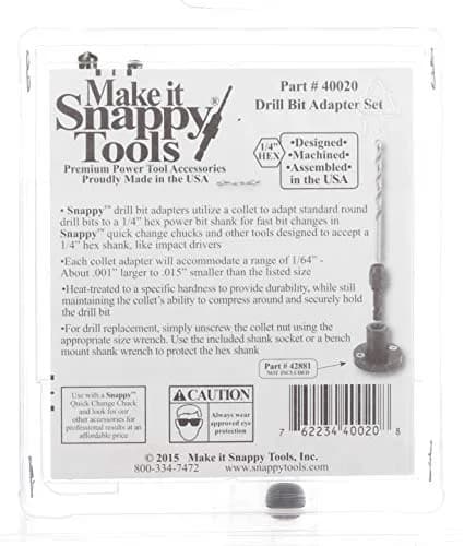 Make it Snappy 7pc Hex Shank Drill Bit Adapter Set 1/16" - 1/4" (Metric 1.59mm - 6.35mm) | Adapts Round Bits for Impact Drivers thumbnail 3