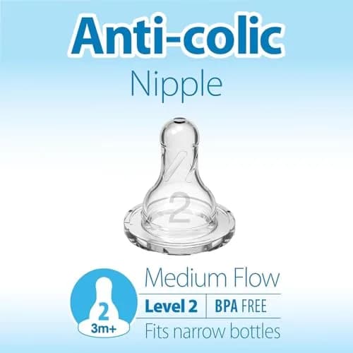 Dr. Brown's Narrow Level 2 Medium Flow Nipple 6-Pack | Clinically Proven Anti-Colic Nipple for 3m+ Babies thumbnail 2