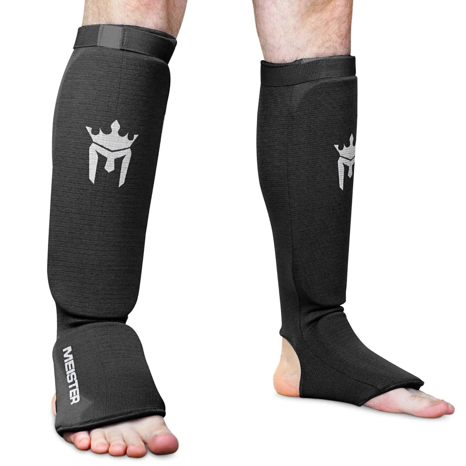 Meister Elastic Cloth Shin & Instep Guards - Black, Small-Medium | Lightweight MMA Protection - main product image