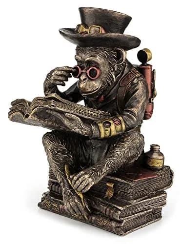 Veronese Design 7 1/2" Steampunk Chimpanzee Scholar Resin Statue Bronze Finish | Detailed Resin Sculpture for Collectors thumbnail 1