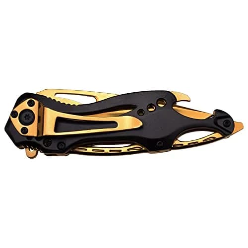 MTECH USA MT-705BG-MC Folding Knife, Gold Half-Serrated Blade, Black Handle, 4.5" Closed thumbnail 2