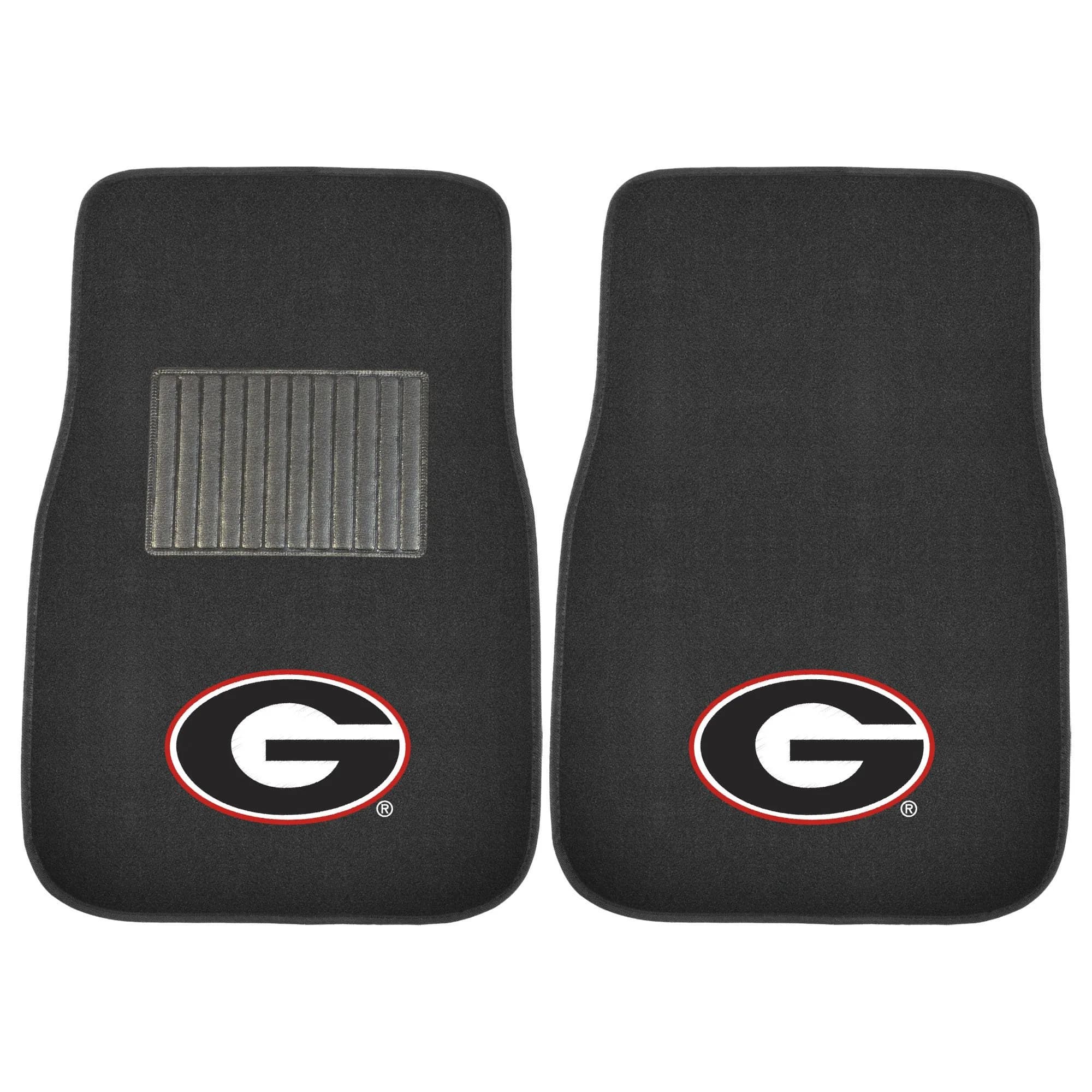 FANMATS NCAA Georgia Bulldogs 2-Pack Car Mat Set | Embroidered Team Logo, Universal Fit, Durable Polyester, Black — 2-Pack