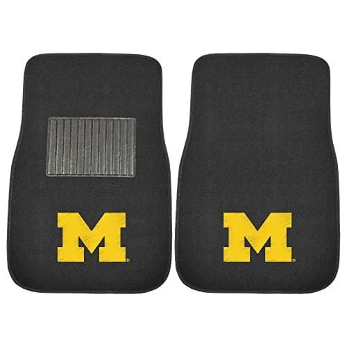 FANMATS NCAA Michigan Wolverines 2-Pack Car Mat Set | Embroidered Team Logo, Universal Fit, Durable Polyester, Black thumbnail 1