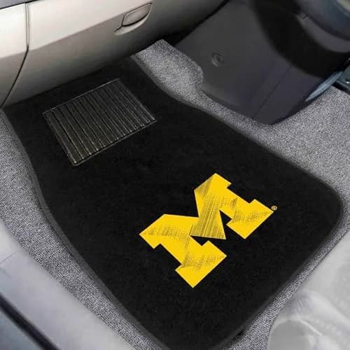 FANMATS NCAA Michigan Wolverines 2-Pack Car Mat Set | Embroidered Team Logo, Universal Fit, Durable Polyester, Black thumbnail 2