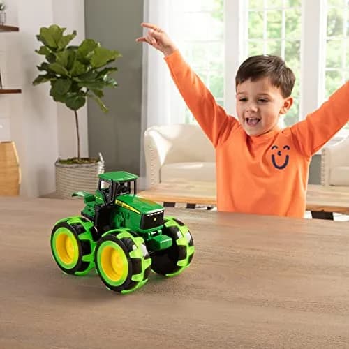 TOMY Monster Treads Lightning Wheels John Deere Tractor 18cm (7.5in) | Motion Activated Light Up Toy thumbnail 3