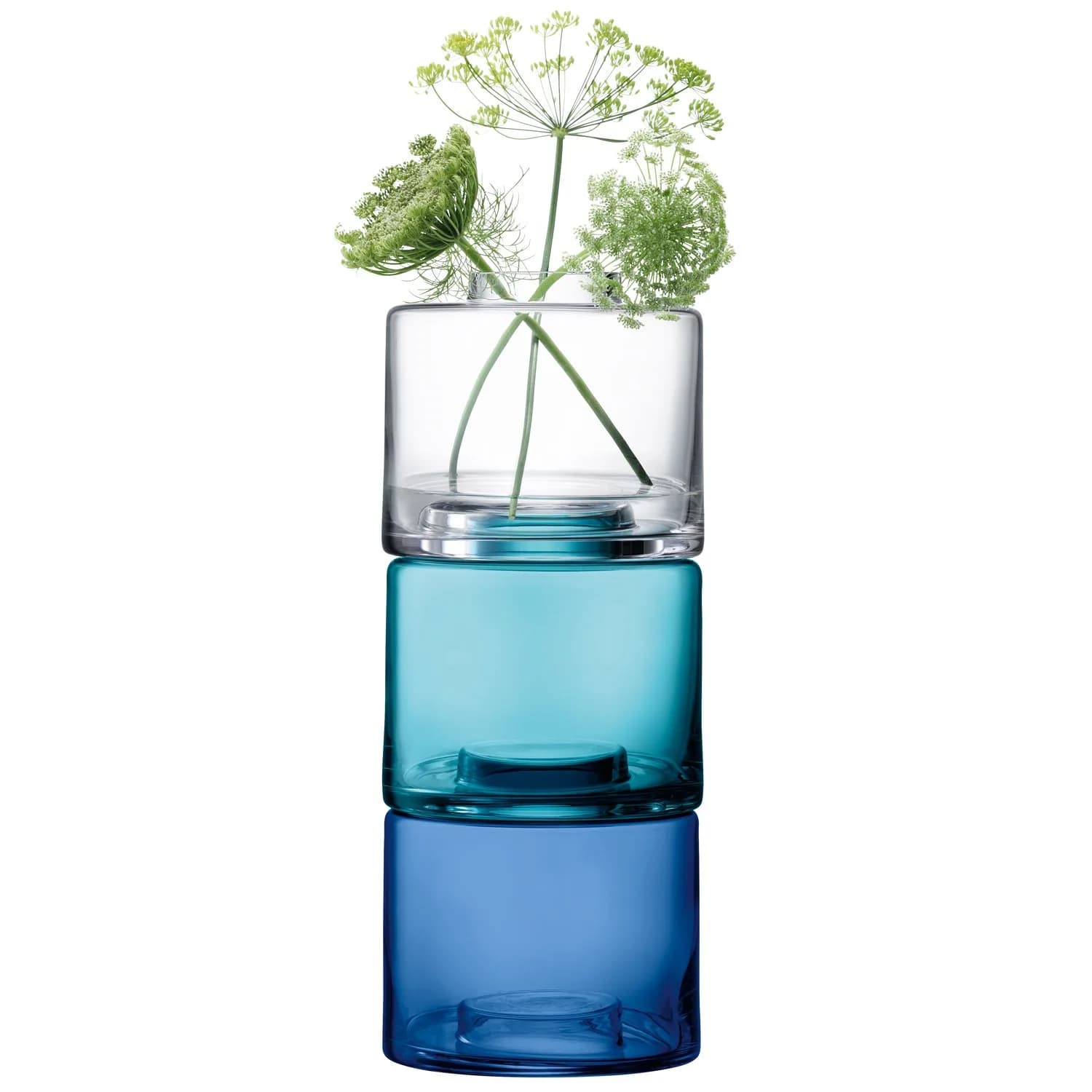 LSA International Stack Vase Trio 41.5 cm (16.25") | Handmade Mouth Blown Glass — Assorted