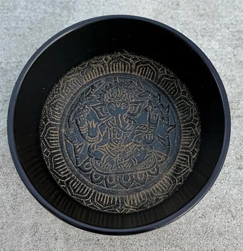 DharmaObjects Yoga Meditation 6 Inches OM Mantra Singing Bowl/Pad/Mallet Gift Set (Black) | Deep Relaxation & Chakra Balance thumbnail 4