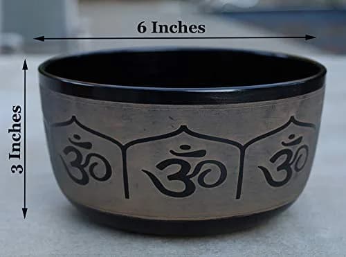 DharmaObjects Yoga Meditation 6 Inches OM Mantra Singing Bowl/Pad/Mallet Gift Set (Black) | Deep Relaxation & Chakra Balance thumbnail 5