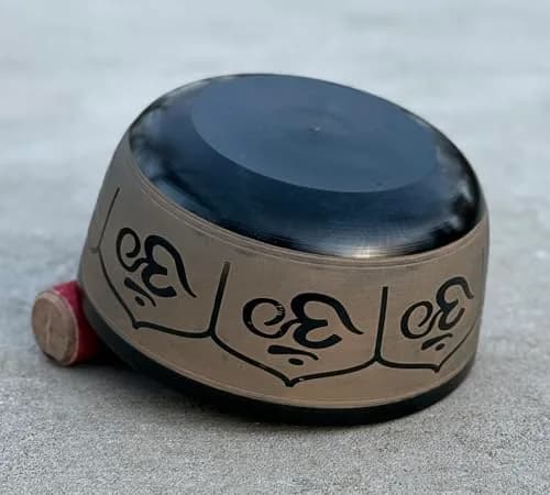 DharmaObjects Yoga Meditation 6 Inches OM Mantra Singing Bowl/Pad/Mallet Gift Set (Black) | Deep Relaxation & Chakra Balance thumbnail 3