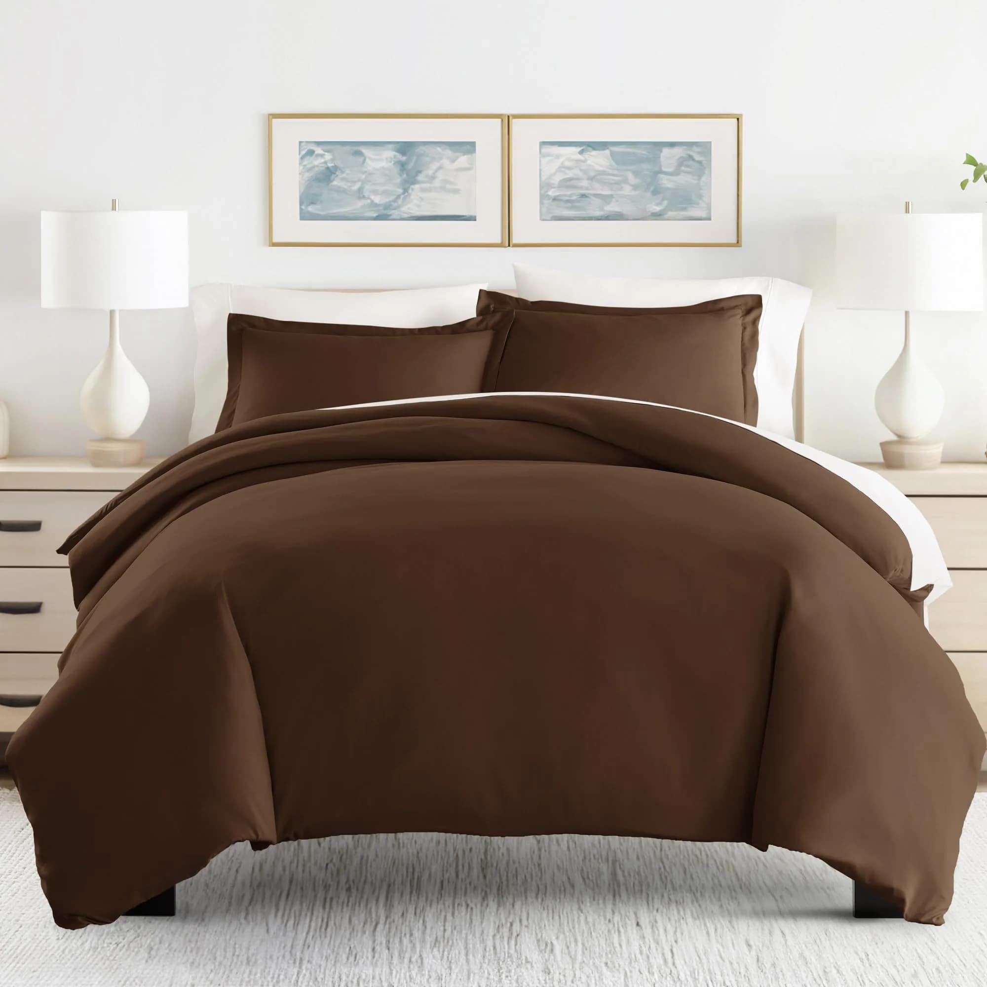 Linen Market Beckham Luxury Soft Brushed 1800 Series Microfiber Duvet Cover Set | Hypoallergenic, QUEEN, Chocolate thumbnail 2