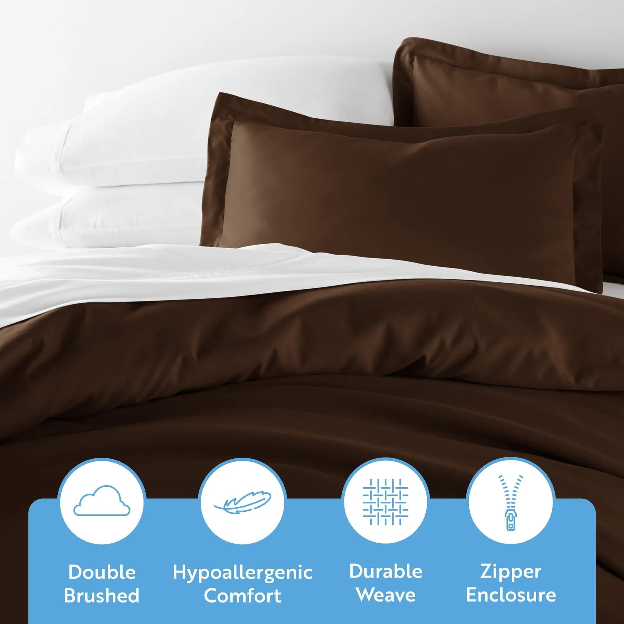 Linen Market Beckham Luxury Soft Brushed 1800 Series Microfiber Duvet Cover Set | Hypoallergenic, QUEEN, Chocolate thumbnail 4
