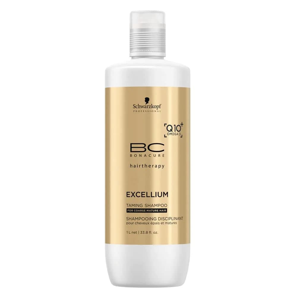 Schwarzkopf BC Bonacure EXCELLIUM Taming Shampoo with Q10+ Omega-3, 33.81 oz | Nourishes & Tames Coarse Hair
